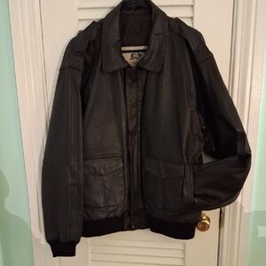 Classic Black Bomber Jacket Men's XL